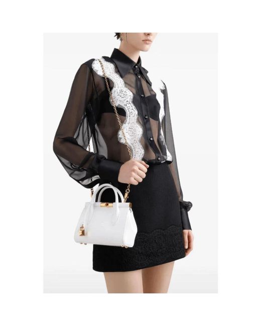 Dolce & Gabbana White Weiße Leder-Tote-Tasche Mit Schlössern