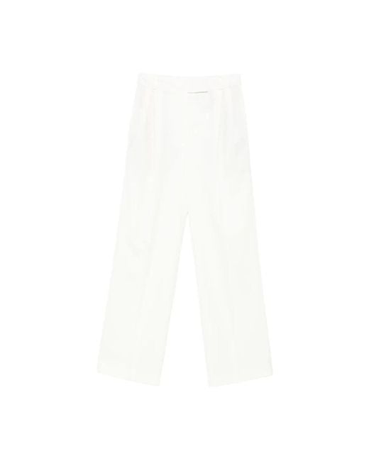 Rohe Witte Wollen Mix Geplooide Broek in het White