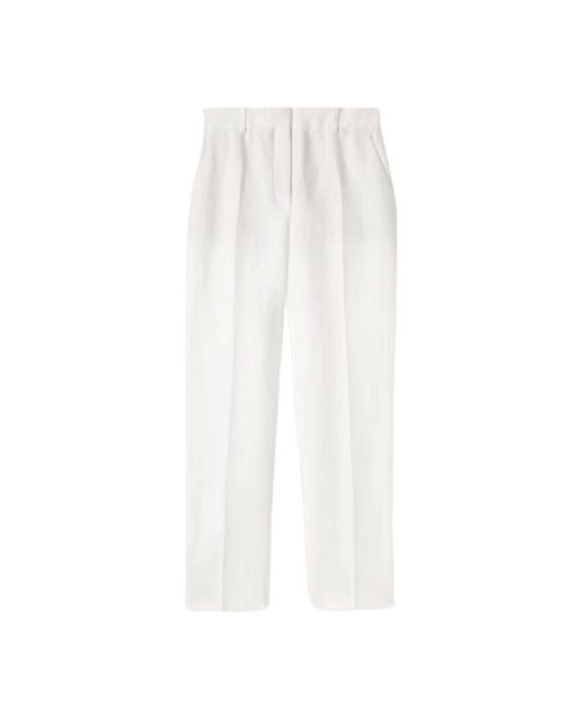 Pantalones de lino ligeros con bolsillos traseros Loro Piana de color White