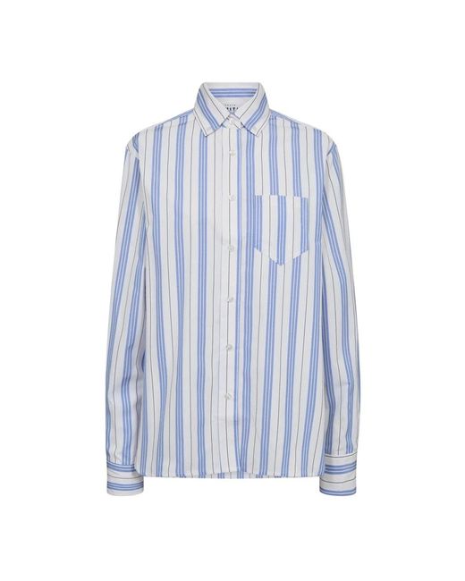Haute L'Amitié Gestreepte Button Down Shirt Wit Blauw in het Blue