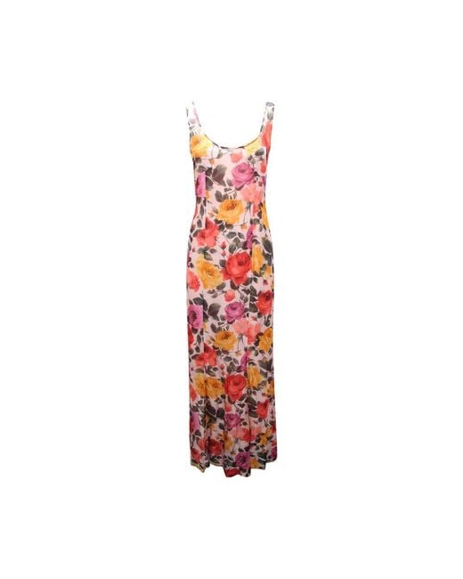 Blugirl Blumarine Red Bunte Rosen Seidenkleid