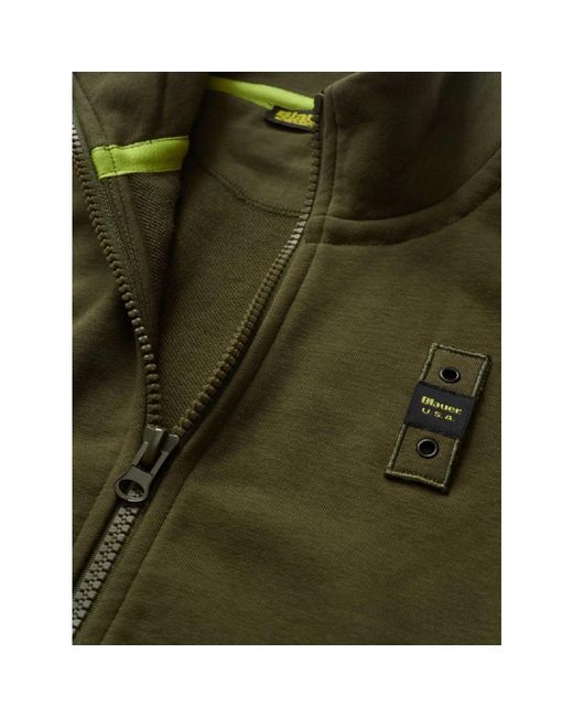 Blauer Hoodies & Sweatvesten ,Groen ,Katoen Groene Sweater Met Rits En Zakken in het Green voor heren