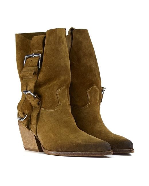Elena Iachi Green Cowboy & Biker Boots