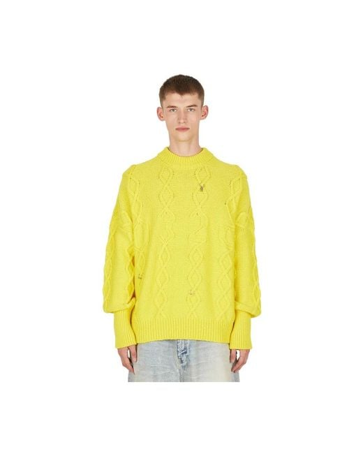 032c Yellow Round-Neck Knitwear for men