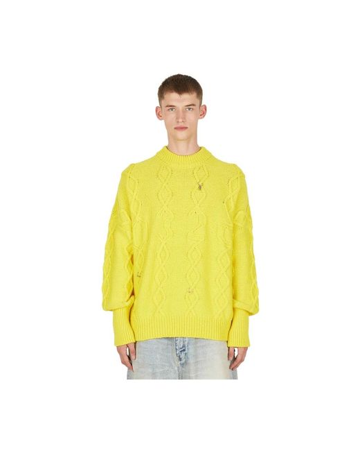032c Truien & Vesten ,Geel ,Wol Gebreide Kleding in het Yellow voor heren