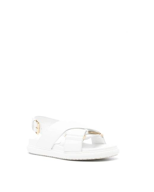 Marni White Flat Sandals