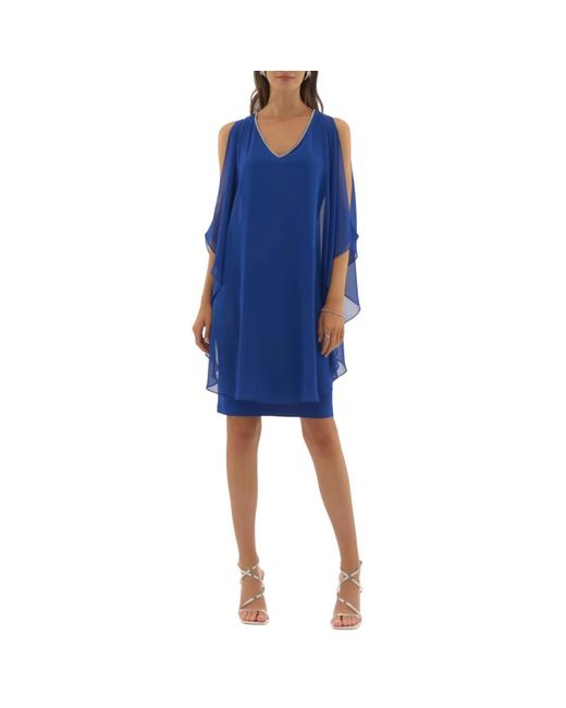 Joseph Ribkoff Blue Elegantes Midi-Kleid Mit Cape-Ärmeln