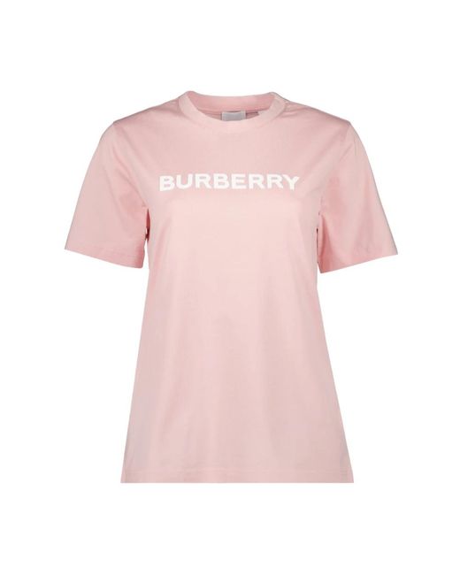 Magliette con stampa del logo di Burberry in Pink