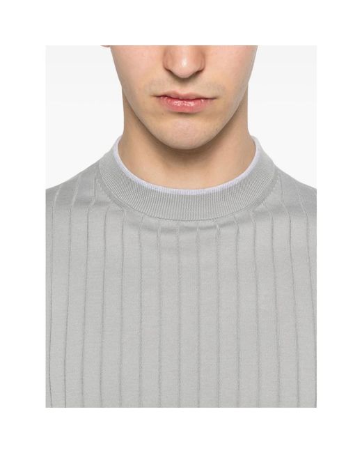 Eleventy Rippstrick-Pullover Mit Hohem Kragen in Gray für Herren