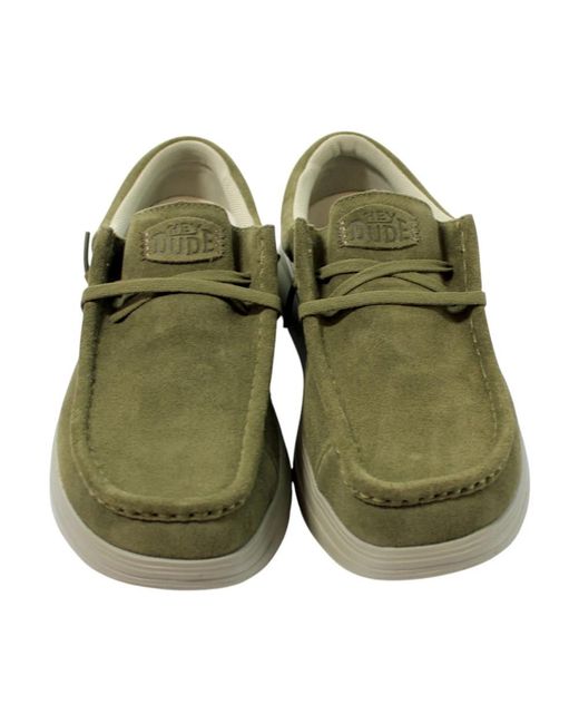 HeyDude Green Laced Shoes for men