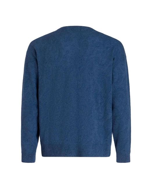 Etro Blue Round-Neck Knitwear for men