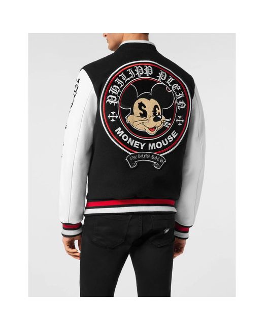 Philipp Plein College Bomber Jacket Ls Money Mouse in het Black voor heren