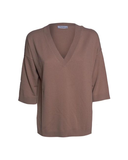 Kangra Brown V-Neck Knitwear