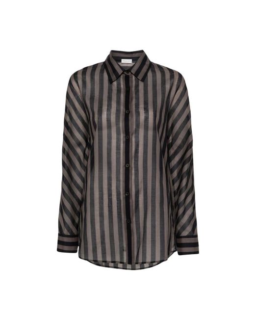 Oversized cocoon camisa a rayas algodón Dries Van Noten de color Black