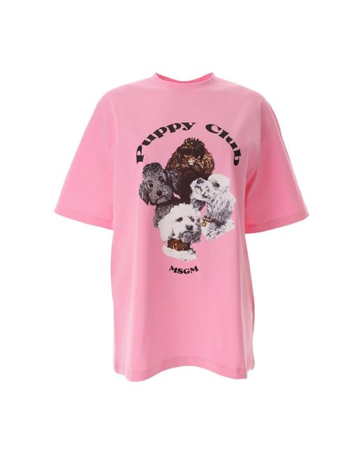 MSGM Puppy Club T-Shirt in het Pink