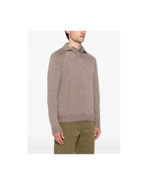 Zanone Brown V-Neck Knitwear for men