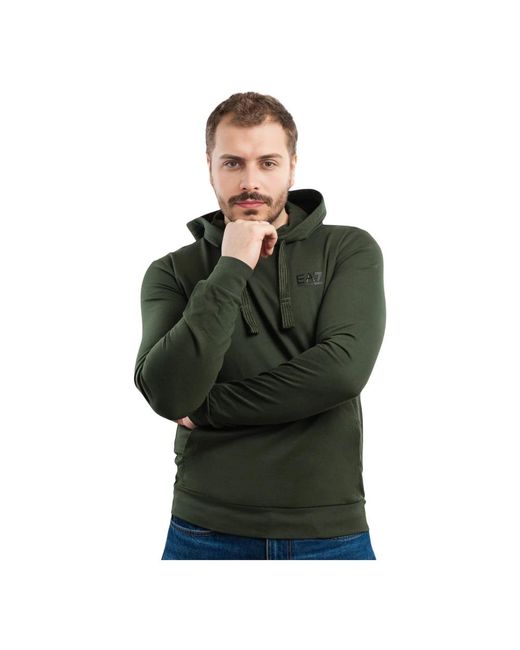 EA7 Hoodies & Sweatvesten ,Groen ,Katoen Hoodie in het Green voor heren