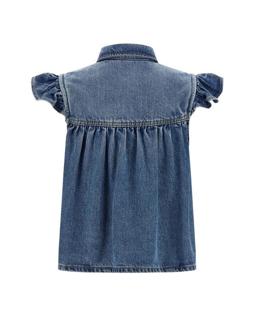 Ganni Overhemden ,Blauw ,Denim Denim Ruffle Top in het Blue