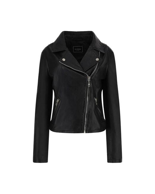 Guess Black Leather Jackets