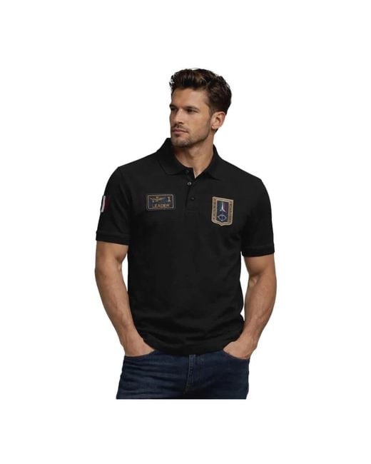 Aeronautica Militare Black Polo Shirts for men