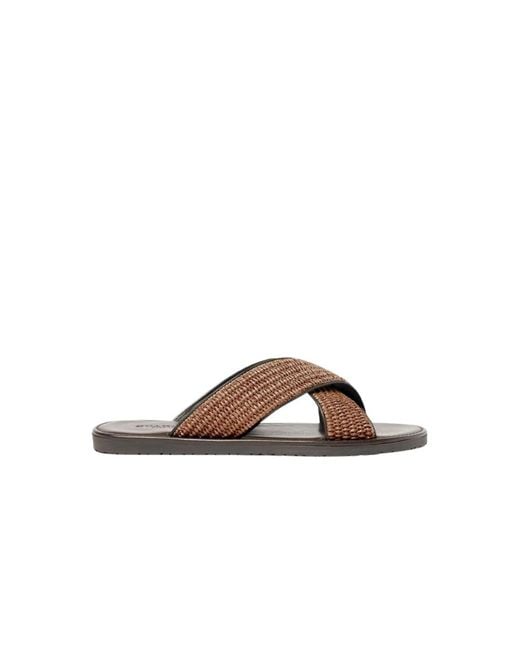 Scarosso Brown Sliders for men
