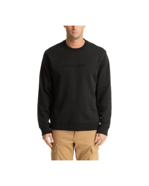 Michael Kors Baumwoll-mix-pullover mit logo-prägung in Black für Herren