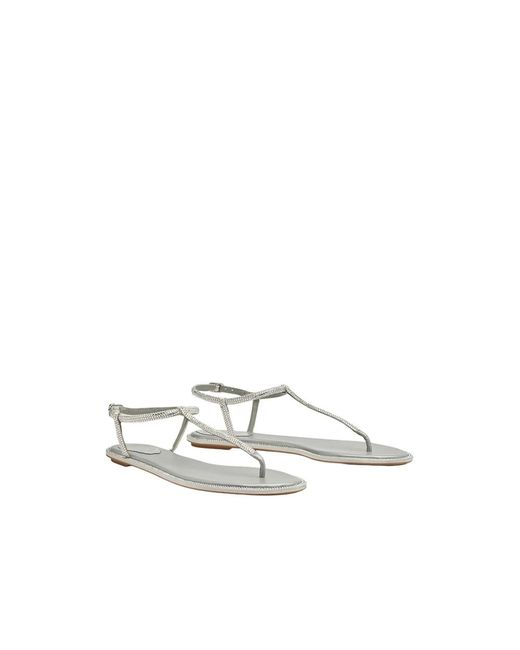 Rene Caovilla Gray Flat Sandals