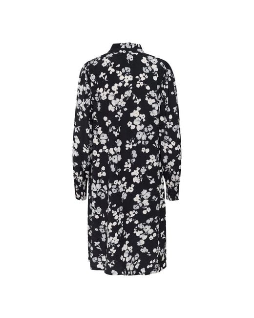 Kaffe Kleedjes ,Veelkleurig ,Marine Flower Jurk Met Overhemdkraag in het Black