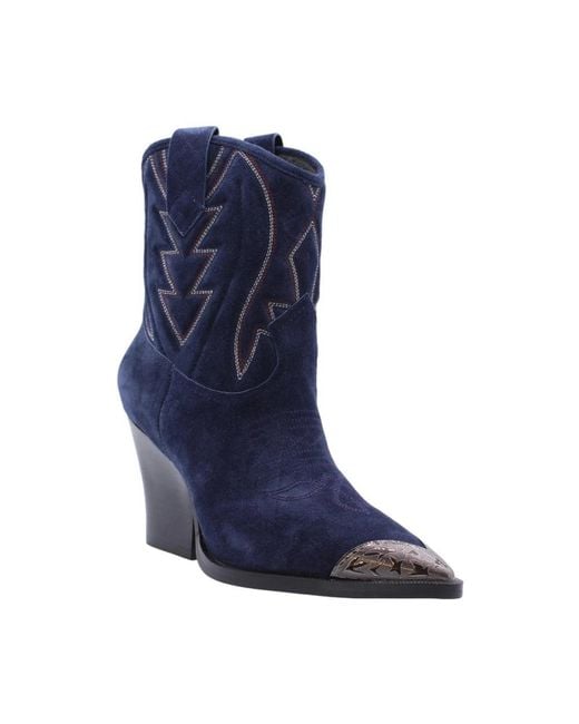 Lola Cruz Blue Cowboy & Biker Boots