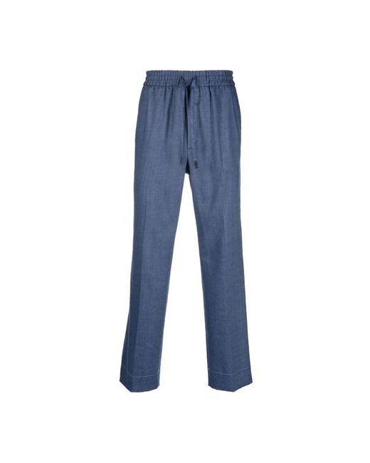 Brioni Blue Straight Trousers for men