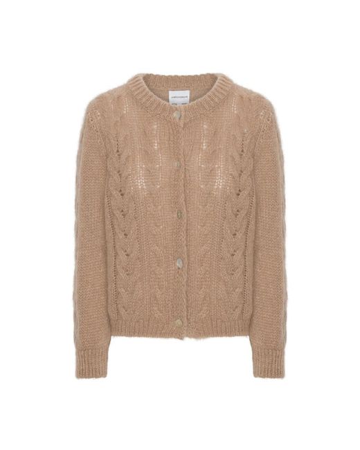 American Dreams Truien & Vesten ,Bruin ,Wol Frankie Kabel Gebreid Vest in het Natural