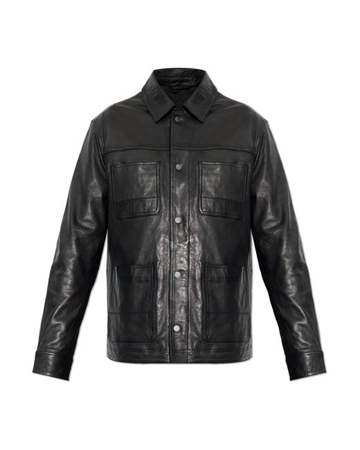 AllSaints Jassen ,Zwart ,Leer Saxon Leren Jack in het Black voor heren