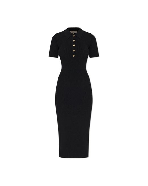 Michael Kors Kleedjes ,Zwart ,Geribbelde Bodycon Jurk in het Black