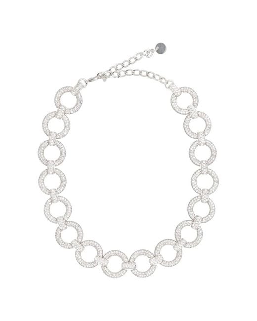 Self-Portrait White Kristall-Link-Choker Mit Dekorativen Ringen