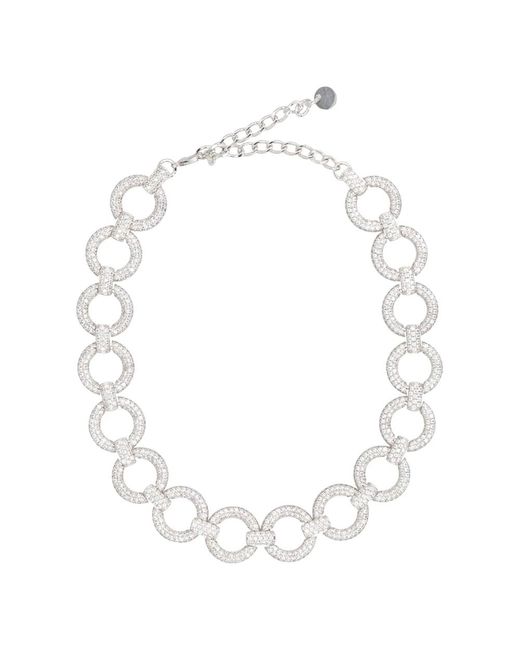 Self-Portrait Kristallen Link Choker Met Decoratieve Ringen in het White