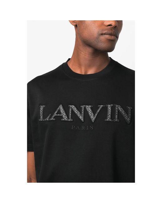 Lanvin Schwarz weiß curb tee-shirt in Black für Herren