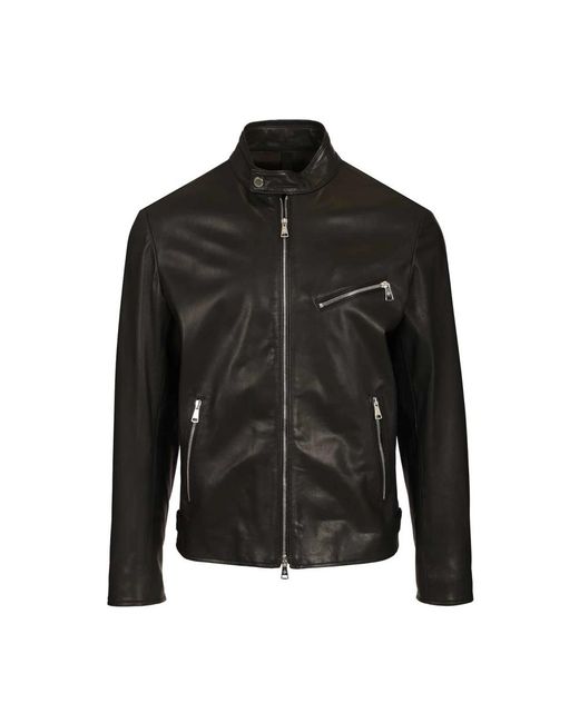 Tagliatore Black Leather Jackets for men
