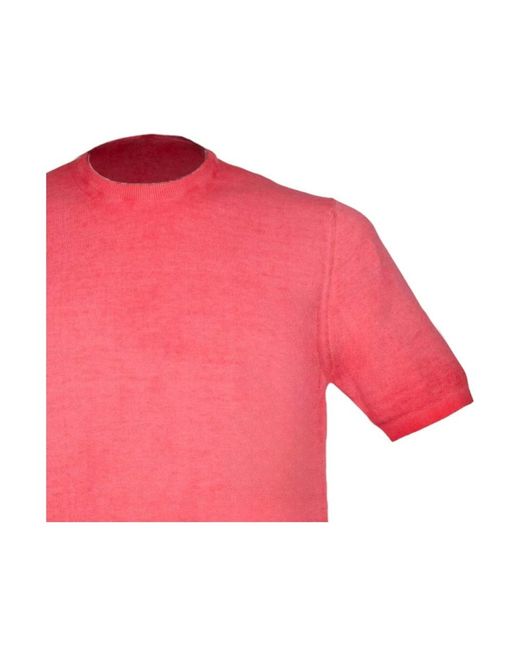 Alpha Studio Pink Round-Neck Knitwear for men