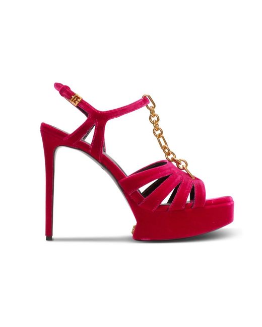 Balmain Red Sync Plateau-Sandalen