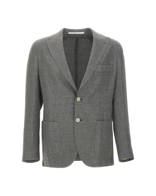 Eleventy Linnen-Wol-Zijde Blazer in het Gray voor heren