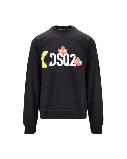 DSquared² Hoodies & Sweatvesten ,Zwart ,Katoen Pullover Sweatshirt Met Pac- Stijl Details in het Blue voor heren