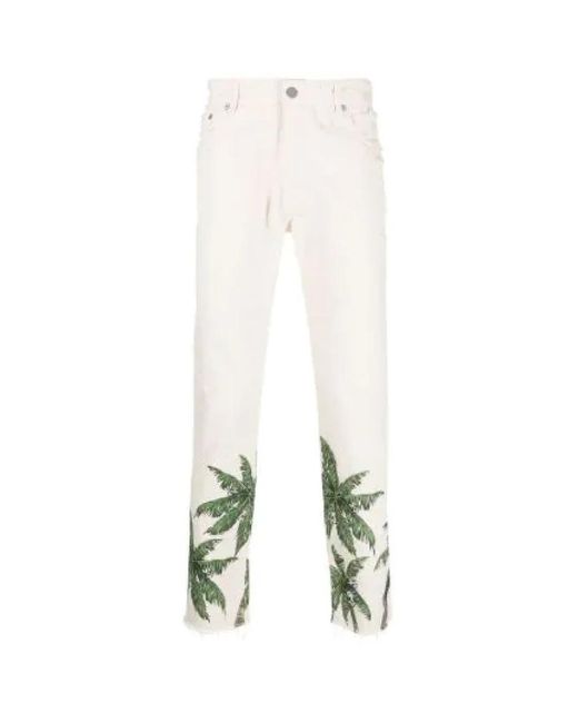 Palm Angels White Slim-Fit Trousers for men