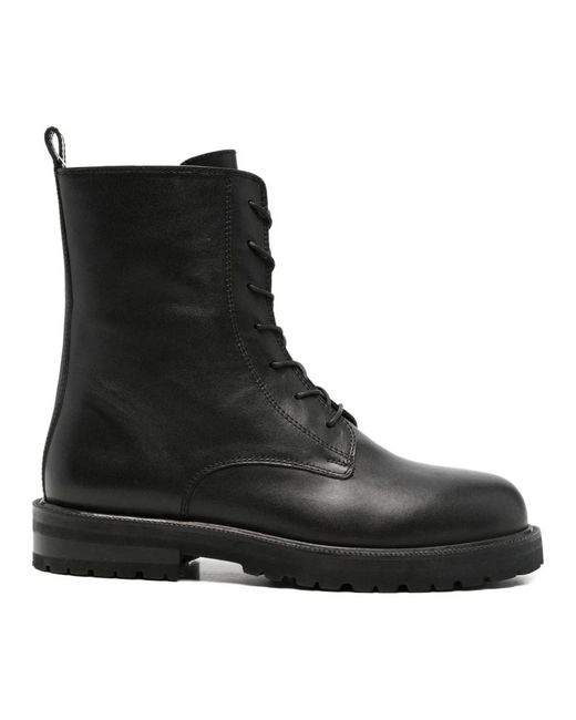 ADRIANNA FERETTI Black Lace-Up Boots