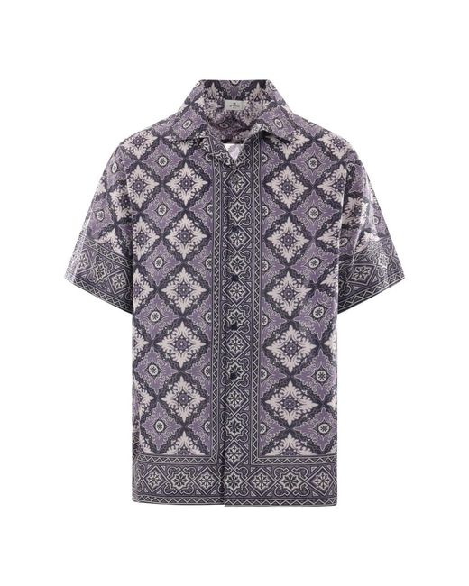 Etro Purple Short Sleeve Shirts for men