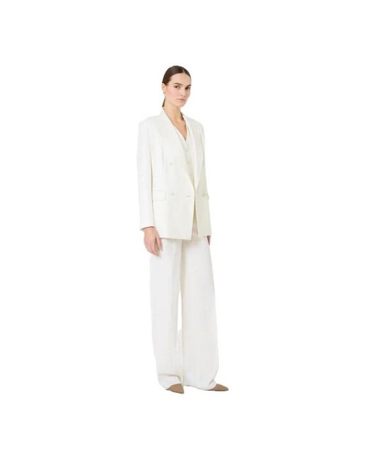 Max Mara Double-Breasted Blazer in het White