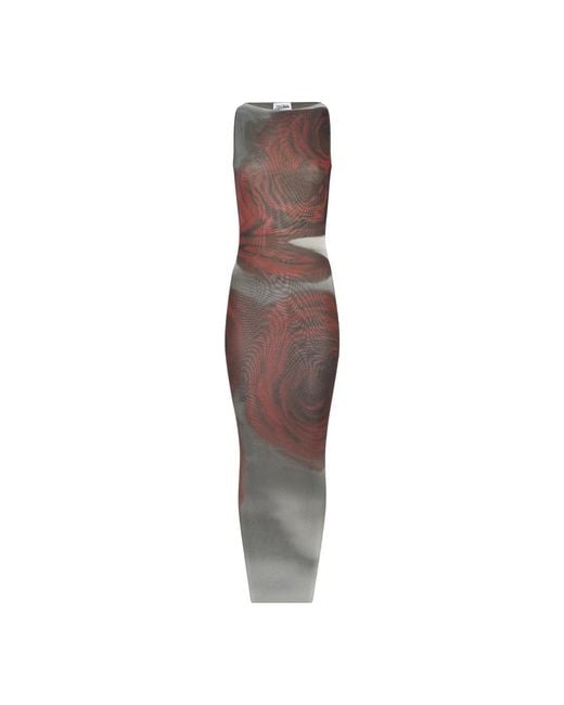Jean Paul Gaultier Brown Graue Kleider Mit Verschwommenem Rosenmuster