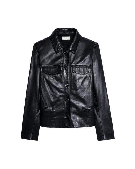 Zadig & Voltaire Leather Jackets in het Black