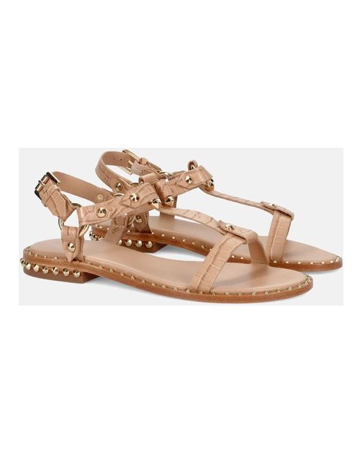 Ash Natural Krokodil-Print Nieten Sandalen