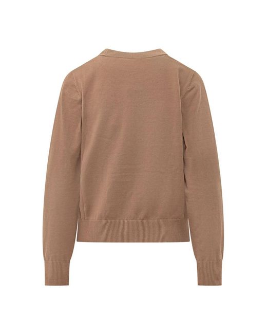 Ganni Brown Round-Neck Knitwear
