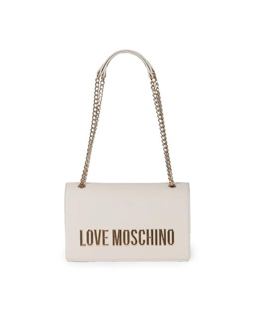 Borsa a tracolla baguette avorio di Love Moschino in White